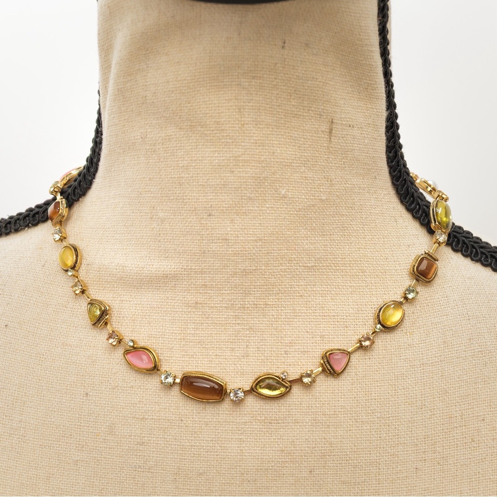 Retro choker necklace colored stone & faux diamond Liz Claiborne unique